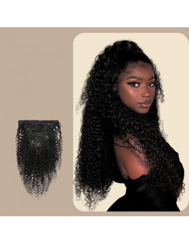 Kit Extensions à Clips Kinky Curly Noir 120 gr sur le site 