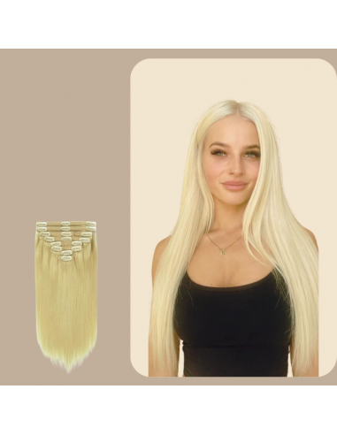 Kit Extensions à Clips Straight Blond Platine d'Europe débarque