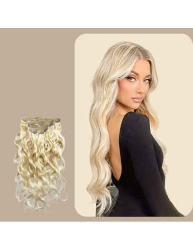 Kit Extensions à Clips Body Wave Blond Platine 120 gr Jusqu'à 80% De Réduction