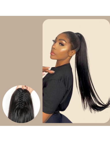 Queue de cheval Ponytail  Noir à Pince Naturel Remy Hair Straight du meilleur 