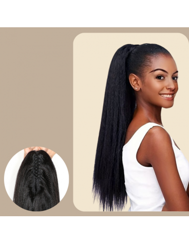 Queue de cheval Ponytail  Noir à Pince Naturel Remy Hair Yaki Straight de l' environnement