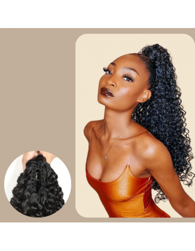 Queue de cheval Ponytail  Noir à Pince Naturel Remy Hair Kinky Curly l'évolution des habitudes 