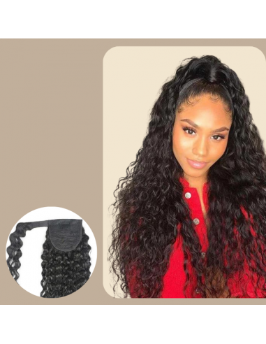 Queue de cheval Ponytail  Noir Ruban Magique Remy Hair Water Wave En savoir plus