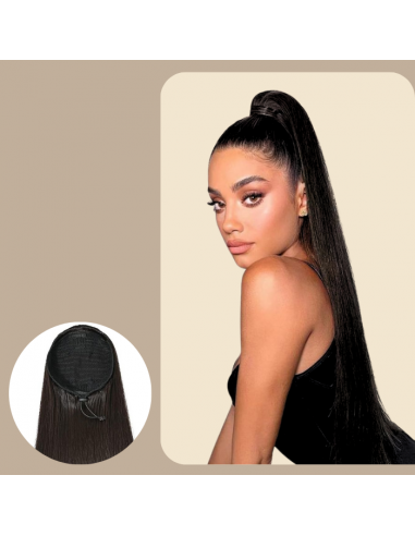 Queue de cheval Ponytail  Noir A Cordon Remy Hair Straight pas cher