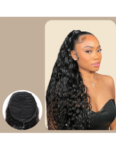 Queue de cheval Ponytail  Noir A Cordon Remy Hair Water Wave 2 - 3 jours ouvrés.