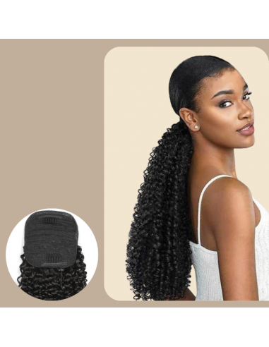 Queue de cheval Ponytail  Noir A Cordon Remy Hair Kinky Curly pas chere