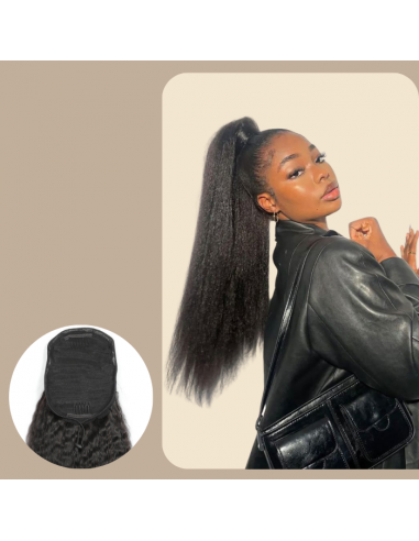 Queue de cheval Ponytail  Noir A Cordon Remy Hair Kinky Straight solde