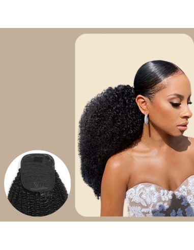 Queue de cheval Ponytail  Noir A Cordon Remy Hair  Afro Curly hantent personnes