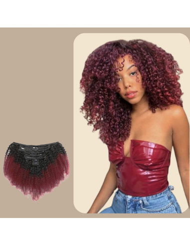 Afro Curly Ombre Tummanruskea Clip-In Extensions Kit 99J 120 gr 120 gr Profitez des Offres !