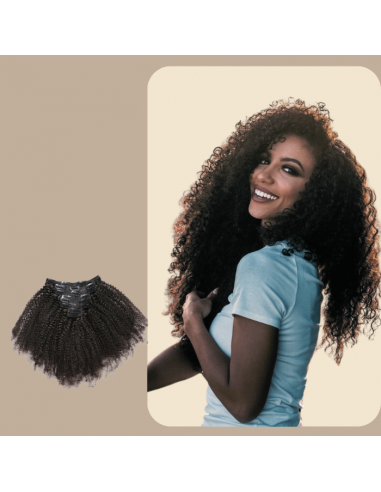 Afro Curly Brown 120g Clip-In Extensions Kit - Pidennyspakkaus 2023