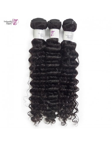 3 bottes de tissage brésilien deep wave couleur naturelle 100%human hair qualité remy basket pas cher